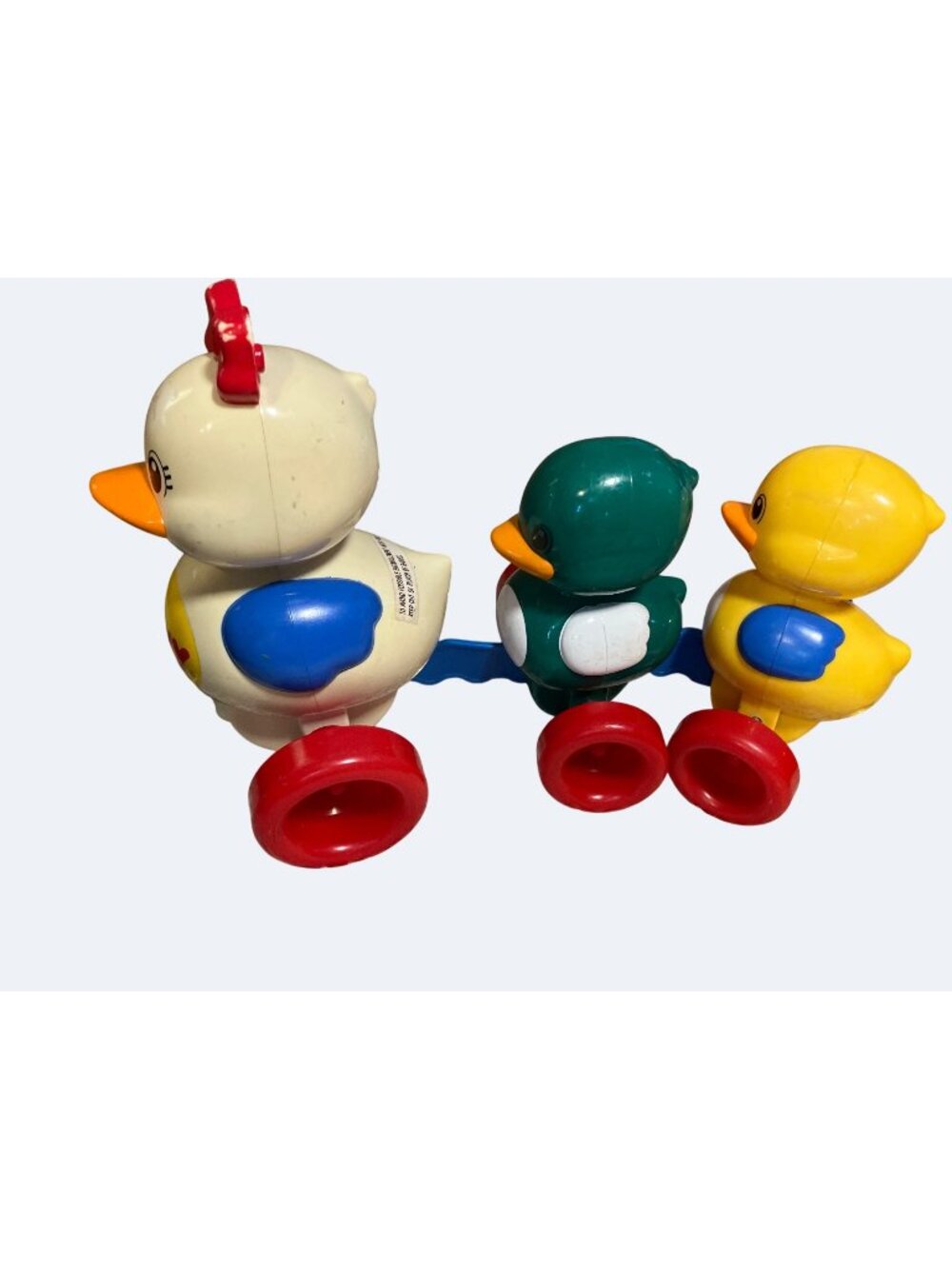 Tomy Vintage Pull-Along Duck Family Toy With Rolling Wheels & String Plastic